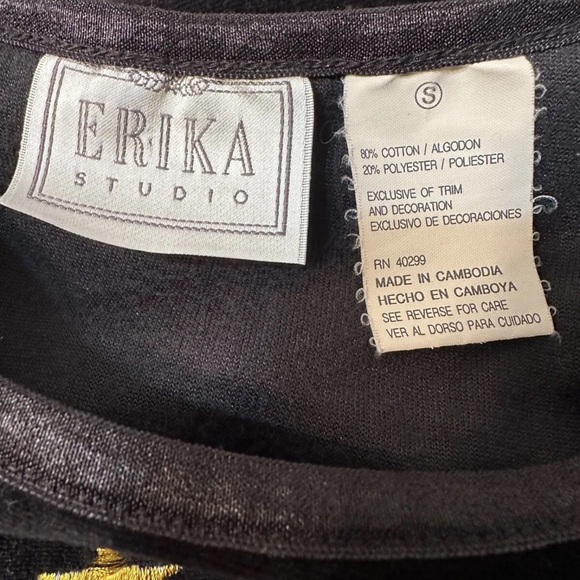 Erika Studio Black Christmas Velveteen Embroidered Sleeveless Jumper Dress Small - Picture 8 of 8